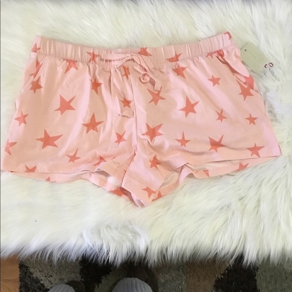 SO 1X pink with coral stars pajama shorts with pockets - Picture 5 of 11